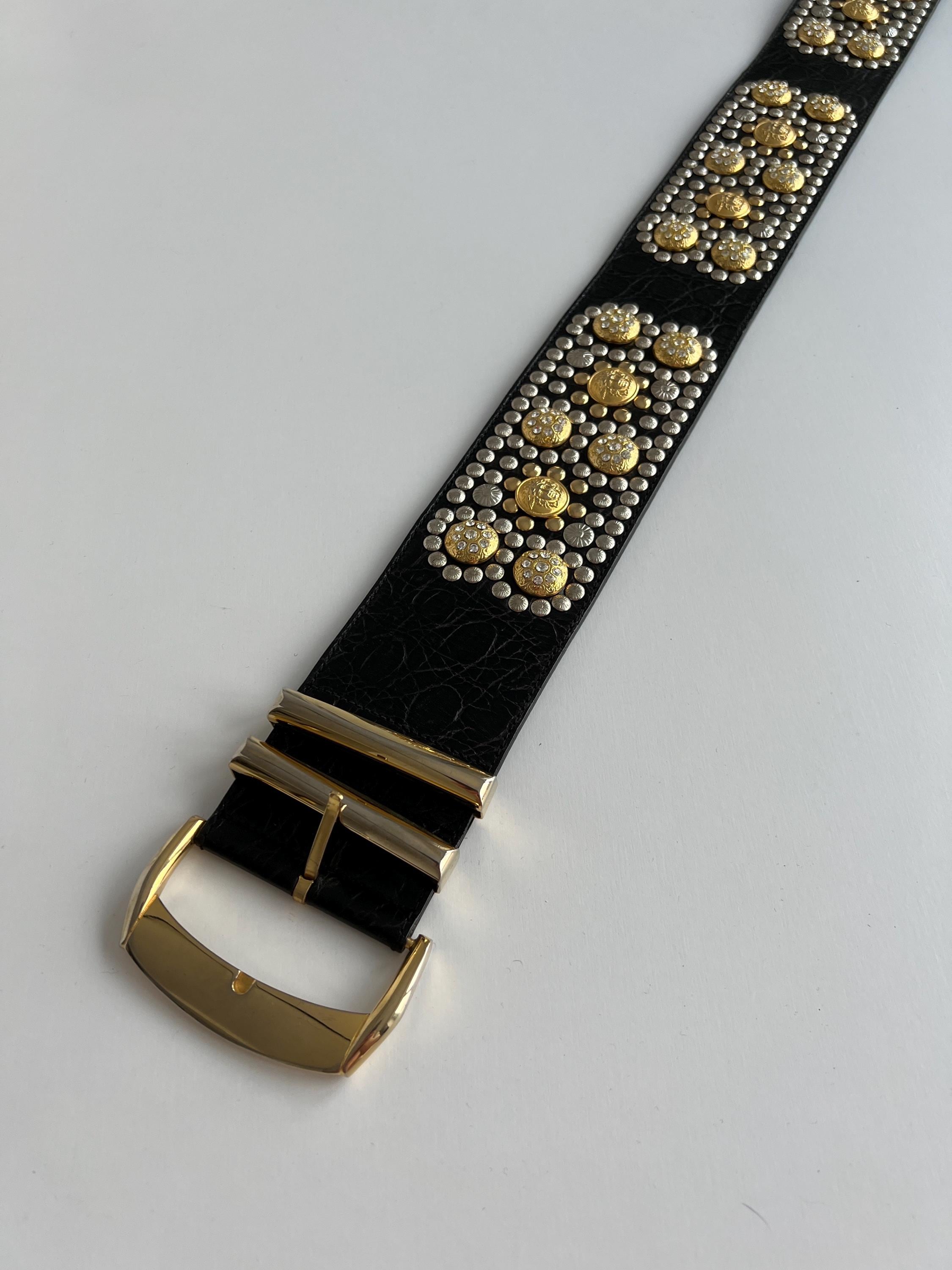 貴重　GIANNI VERSACE ヴィンテージ パール メデューサ ベルト Rare Vintage Gianni Versace Medusa Wide Belt – 80s/90s