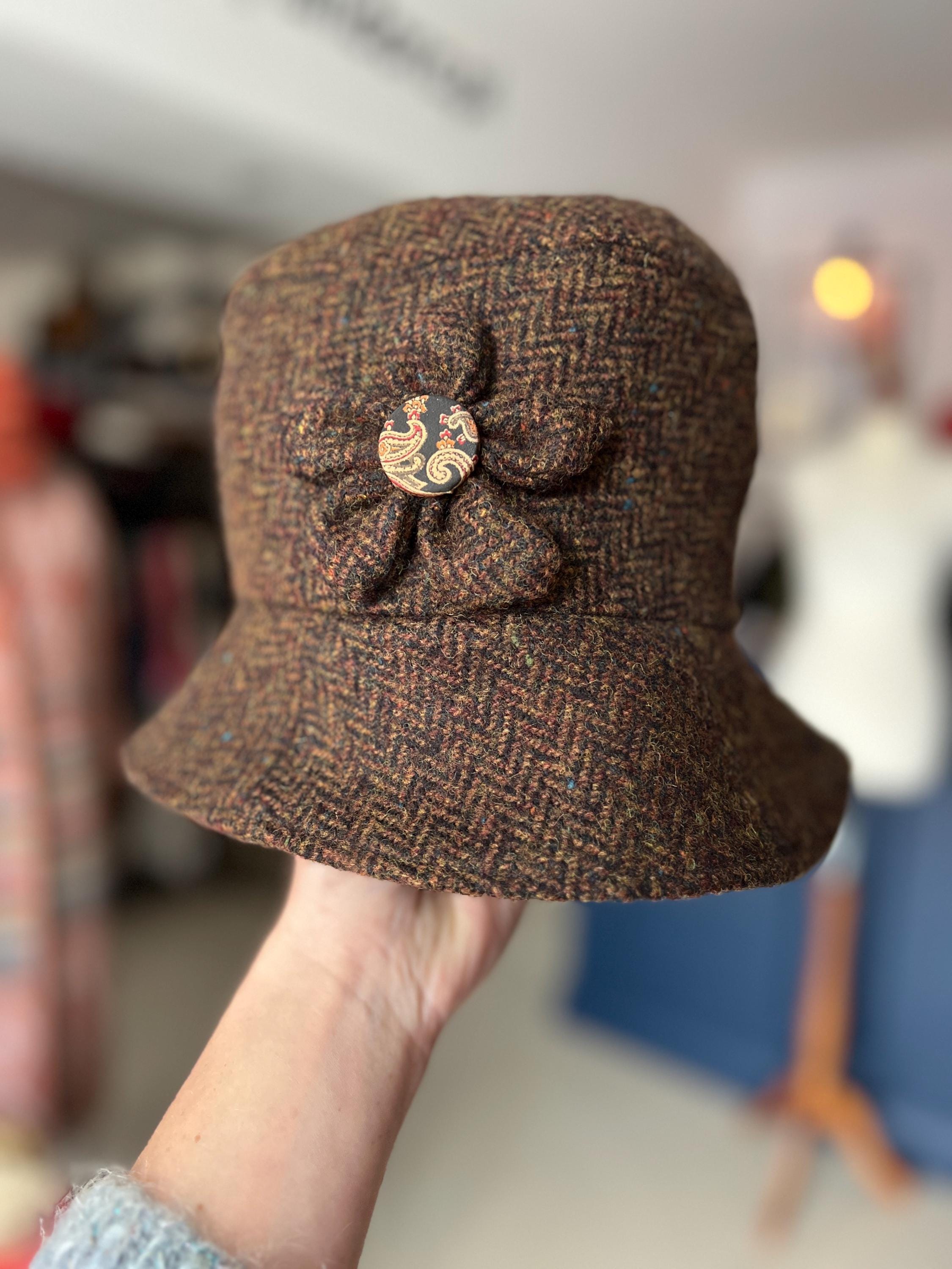 Vintage Fan Fields Felis Women\'s Brown Bucket Hat bith Bow Accent - One Size Women Cloche Bowler Hat Short Brim Wool Bucket Hat 1920s  main image 4