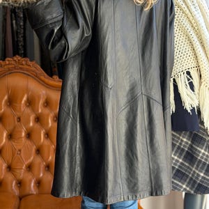 Vintage Black Leather Coat Minimalist Oversize Jacket Quiet Luxury 90s image 13