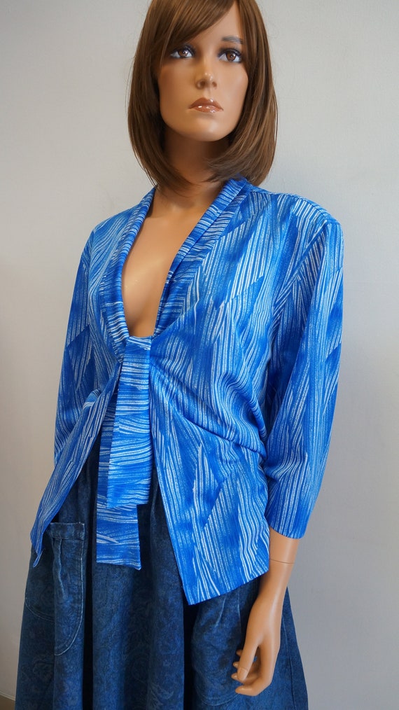 Gianna vinatge blue blazer cardigan, poliester bl… - image 6