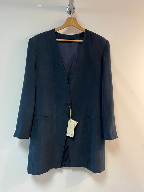 Prisma 100% silk navy blue blazer jacket, vintage… - image 6