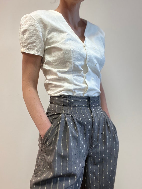 GIANNI VERSACE イタリア製デザインパンツ TALON 80's Vintage Gianni Versace Silk Linen Balloon Pants - 70s/80s Italian