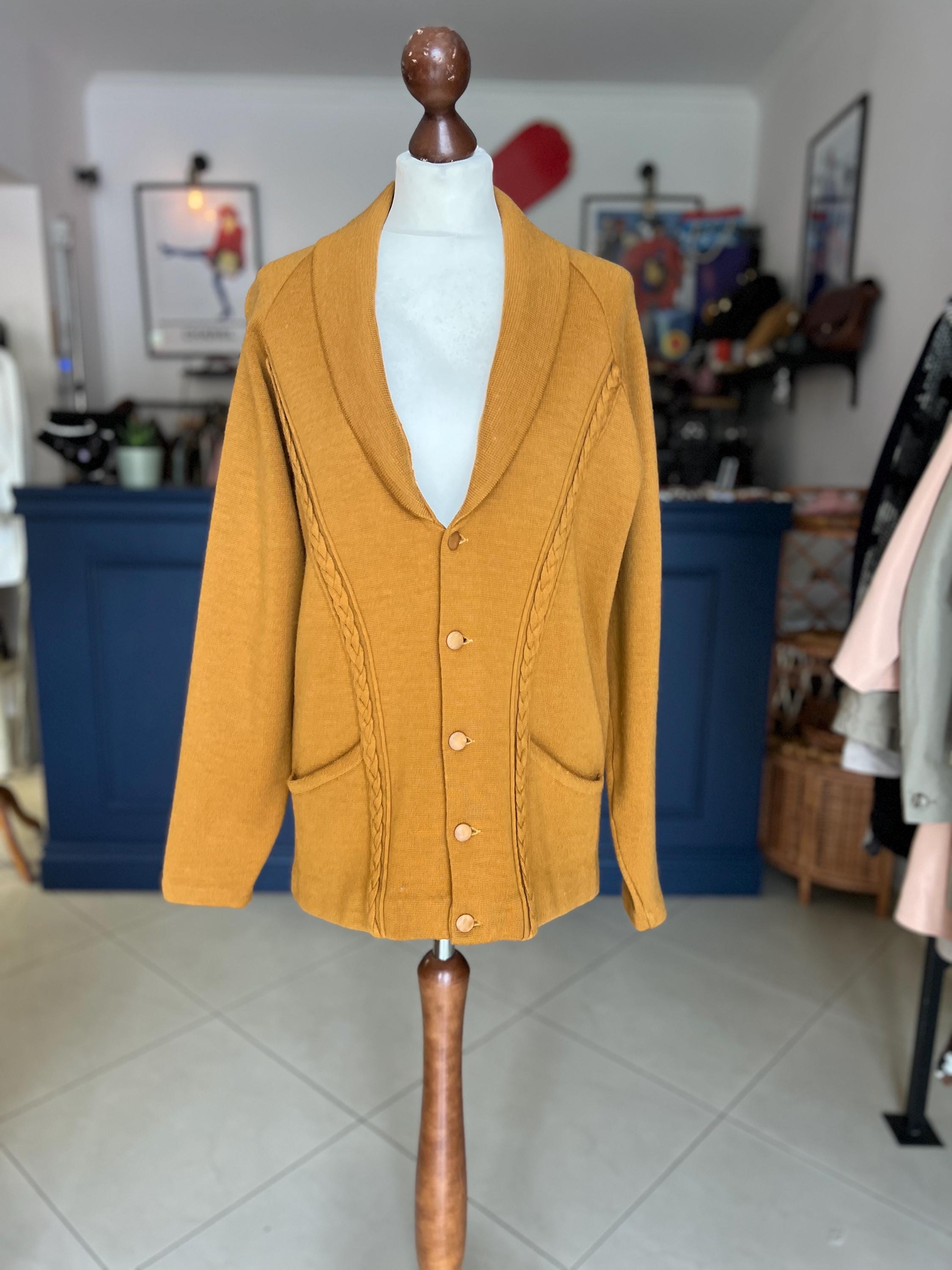 Cardigan Skinhead Vintage Senape Da Uomo - Mazeys UK - Foto 2