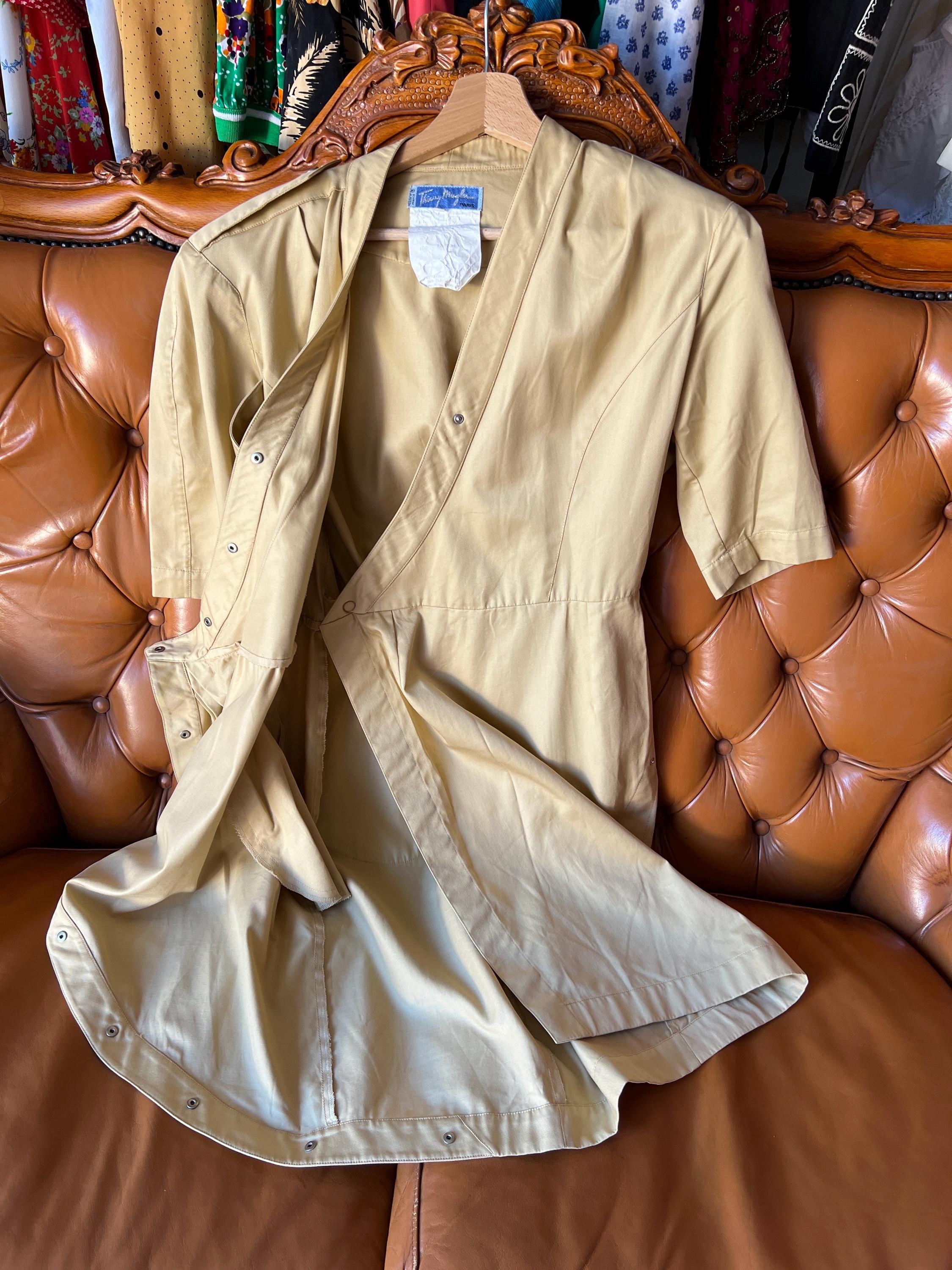 Robe Vintage Thierry Mugler Années 80/90 - Taille 36 Orange Cintrée Avec Ceinture