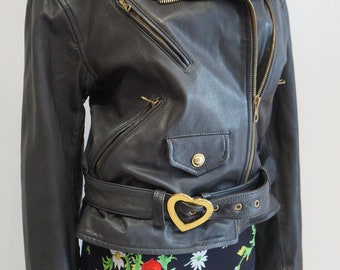 Moschino Cheap Chic Leather Jacket, Black Subtitles Jacket