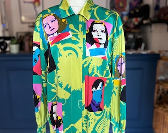 Escada silk shirt ,  by Margaretha Ley Silk Blouse – 1990s Pop Art Print, L/XL