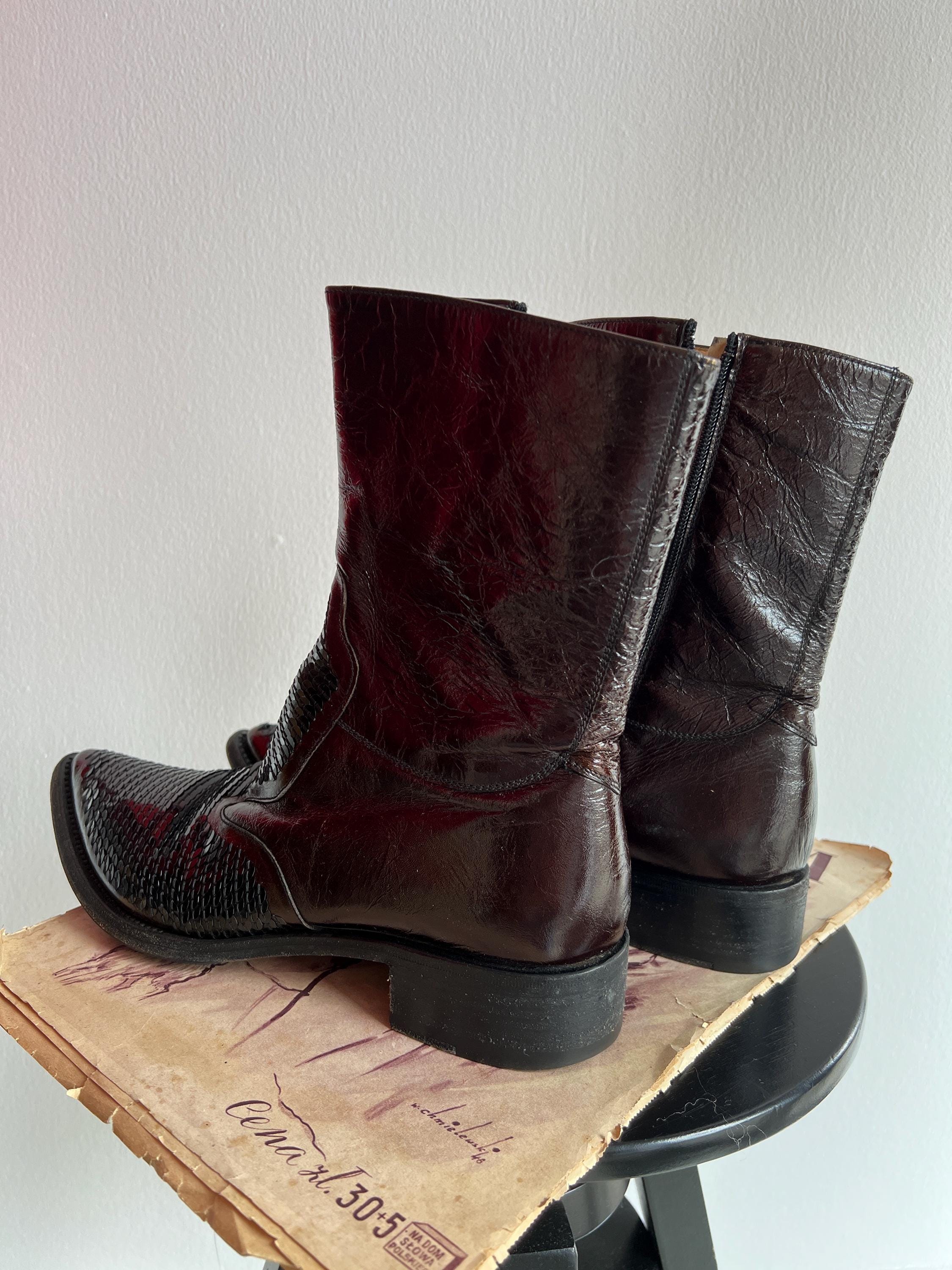 Vintage Gianni Barbato Cowboy Boots – Brown Patent Leather