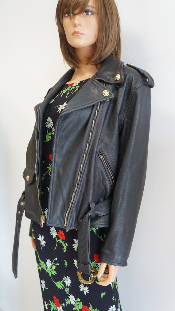 ジャケット MOSCHINO Women Jackets 06056116 BLACK Moschino Leather Jacket - Size L