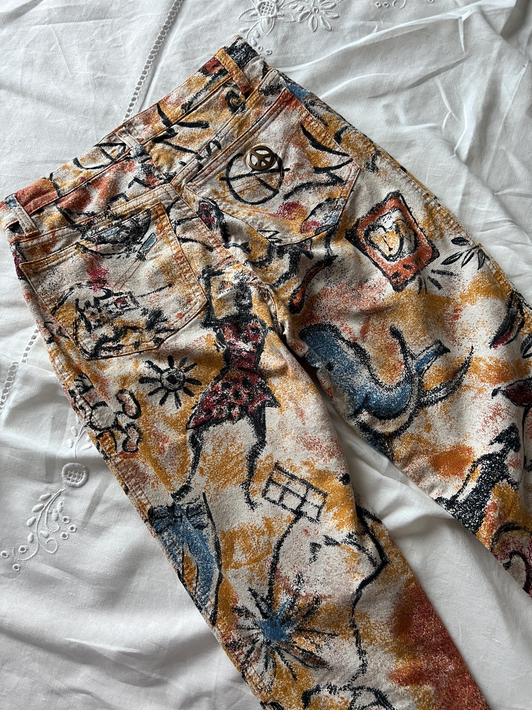 パンツ vintage made in ITALY moschino pant at Moschino Jeans Trousers, Floral Cotton Pants, Moschino