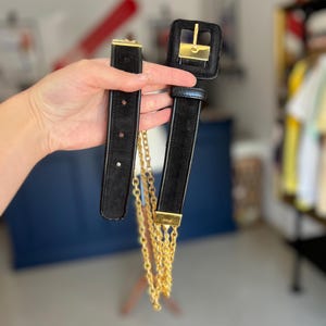 MOSCHINO By Redwall Suede Belt, Chain Detail, Size 44, Vintage, Gift Idea
