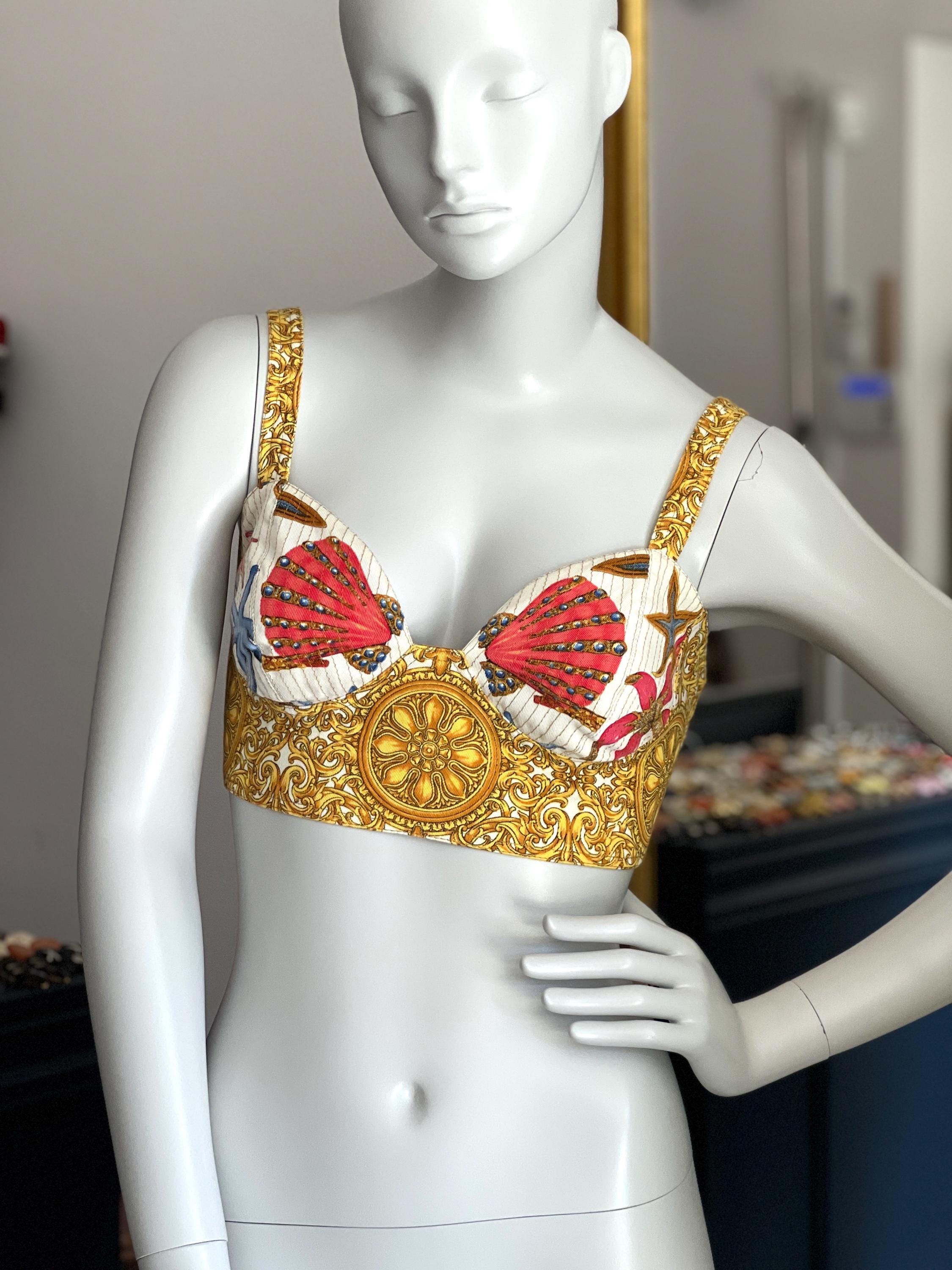 Gianni Versace Starfish Bustier Top: 1992 Baroque Seashell Print