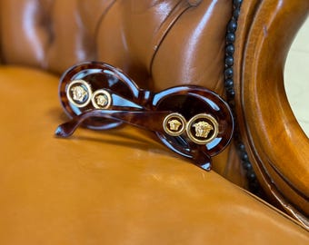 Vintage Gianni Versace Tortoiseshell Sunglasses: Medusa Detail, Made in Italy