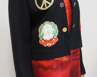 Moschino Wool Jacket, Cheap Chic Vintage Heart Buttons Short