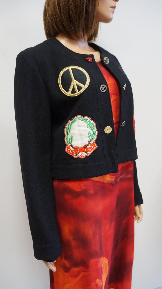 Moschino wool jacket, Cheap Chic vintage heart buttons short
