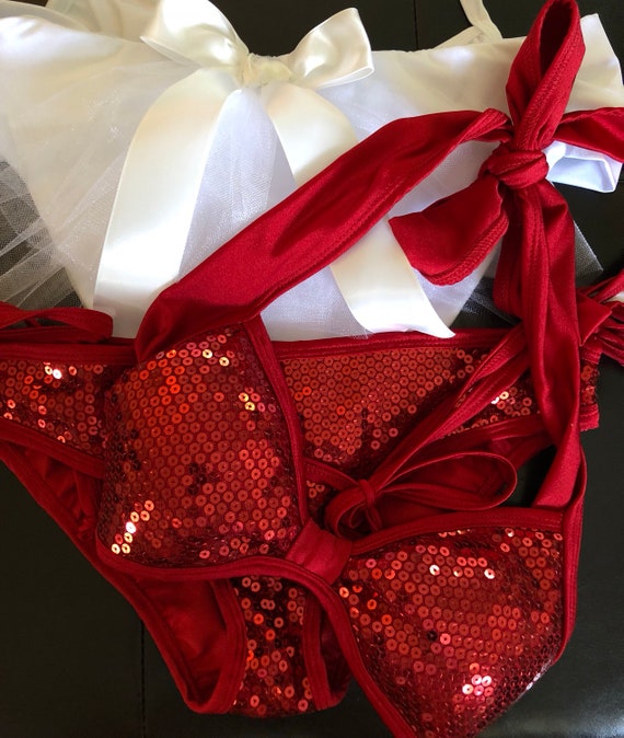 red sequin bikini