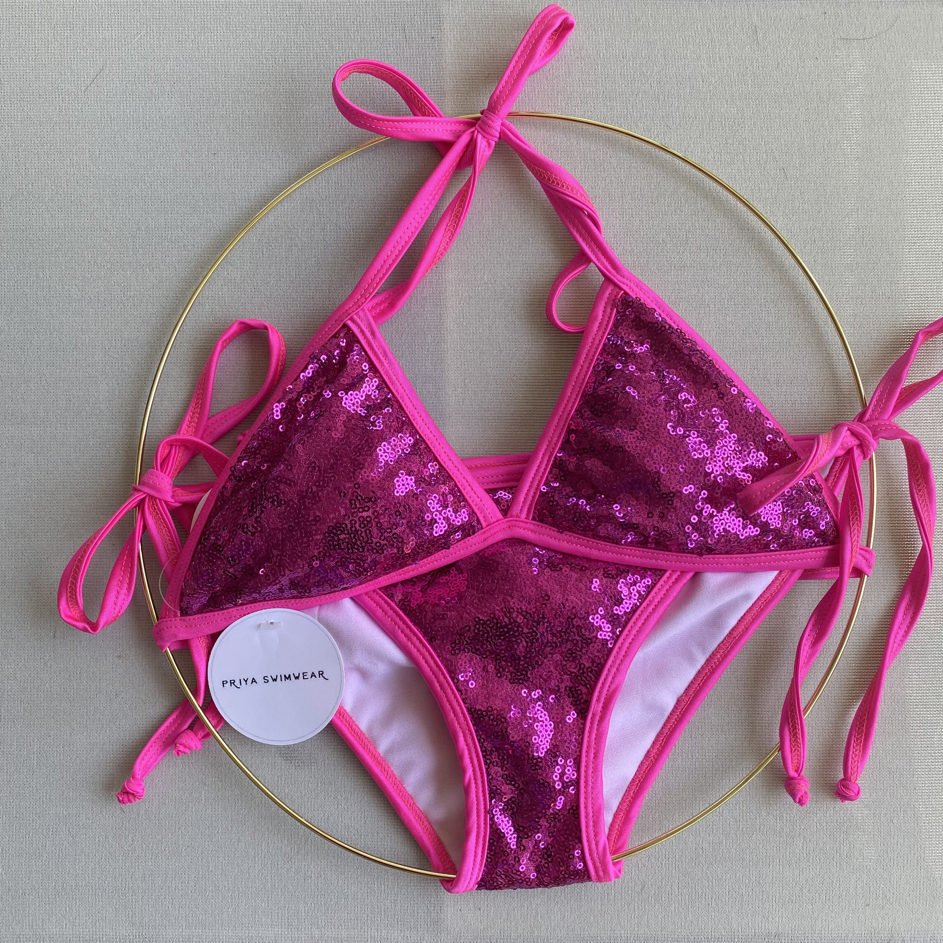 Hot Pink Sequin Bikini Set// Padding Included // Sizes XS-XXL - Etsy New  Zealand