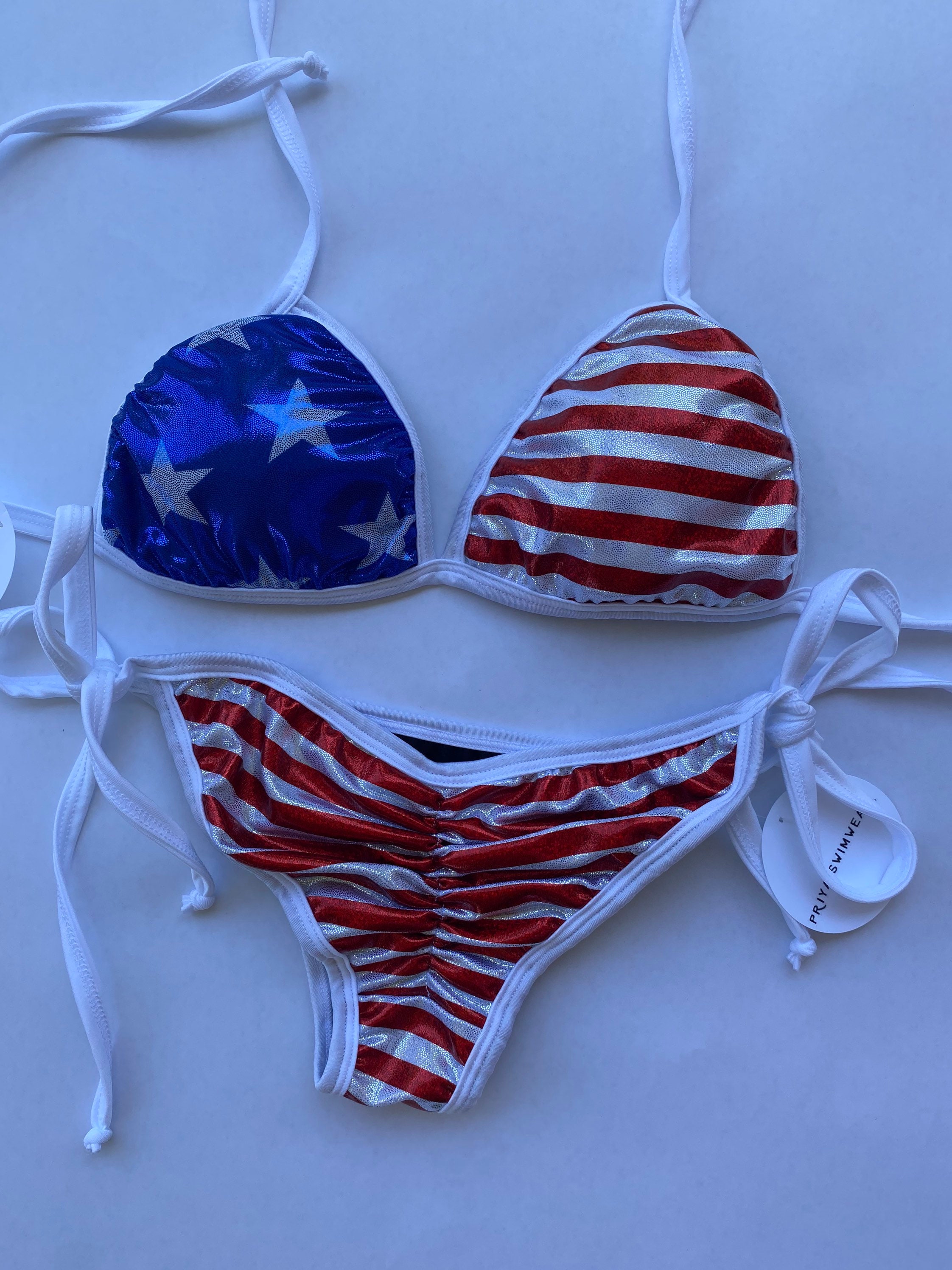 BRAZILIAN Metallic Patriotic bikini // Fourth of July Bikini  Etsy