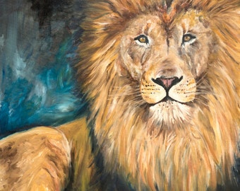 Alpha ~ LION ART PRINT, Wall Art, African Animal Art, Wildlife Art, Lion Gift, Lion Print, Fine Art Giclee Print, Lion Decor