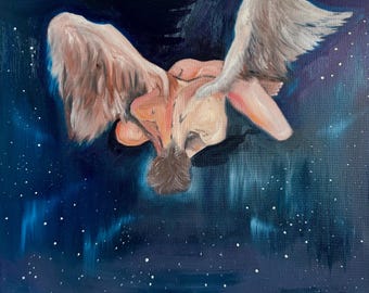 Oblivion: Abstract Angel Figure Art, Original Oil Painting (16" x 20")