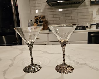 Gray Goose Pewter Martini Glasses 6.5" tall
