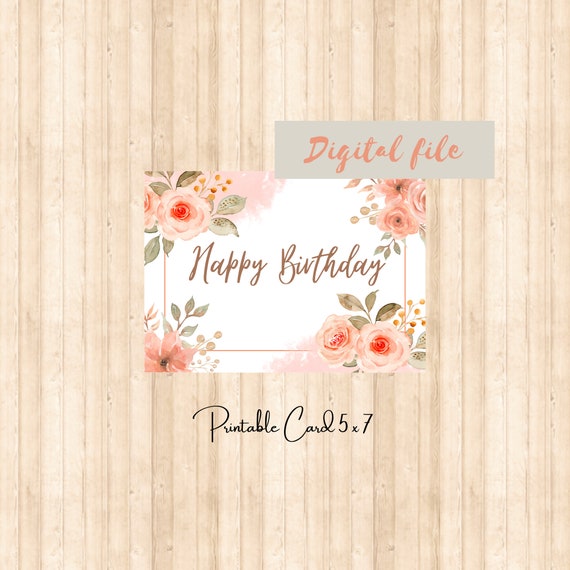 A4 Printable BIRTHDAY CARD Downloadable Digital 5x7. - Etsy