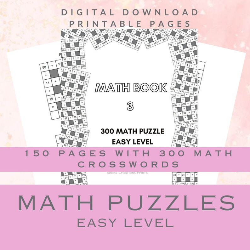 Math Crossword Puzzle Easy Games Activity Puzzles for Beginners ...