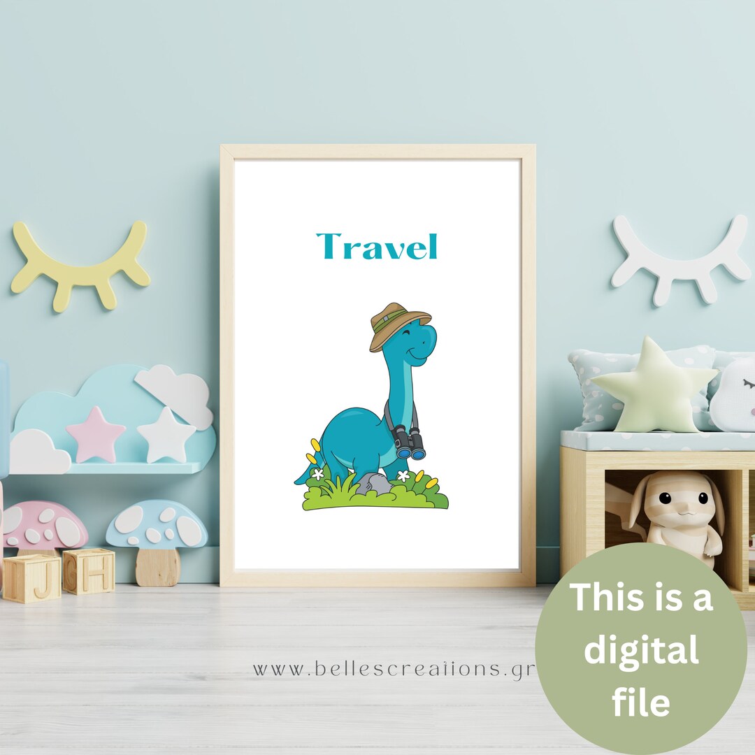 Affirmations Prints for Kids Travel Dinosaur.printable Wall Art ...