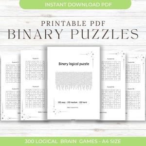 Binary Puzzle Game: 300 Logic Puzzles for Adults & Kids (Printable PDF)