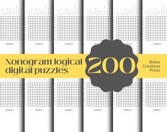 200 rompecabezas de nonogramas: rompecabezas de cuadrícula lógica (descarga digital)