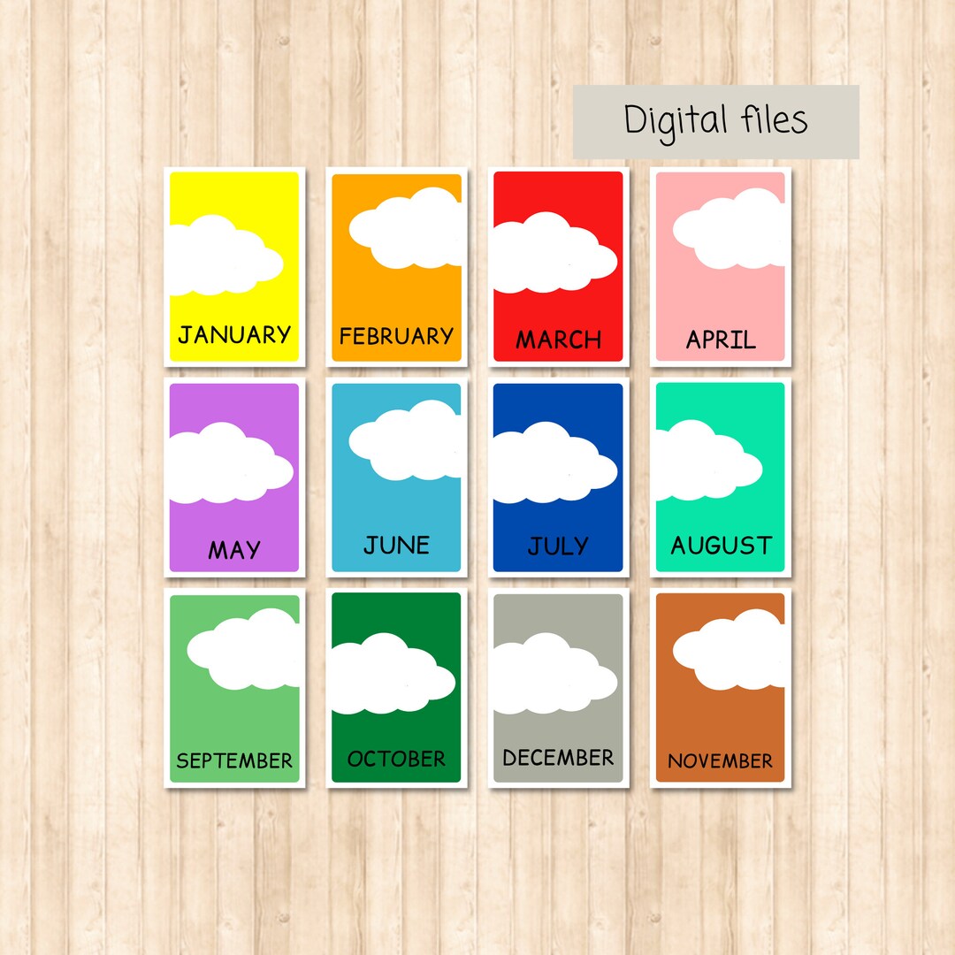 Educational Flash Cardswith the MONTHS of the Year. Memory Game ...
