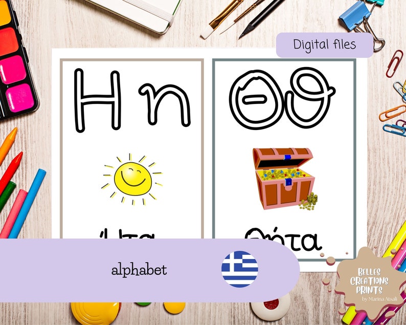 Printable Greek ABC Flash Cards: Preschool Educational - Etsy