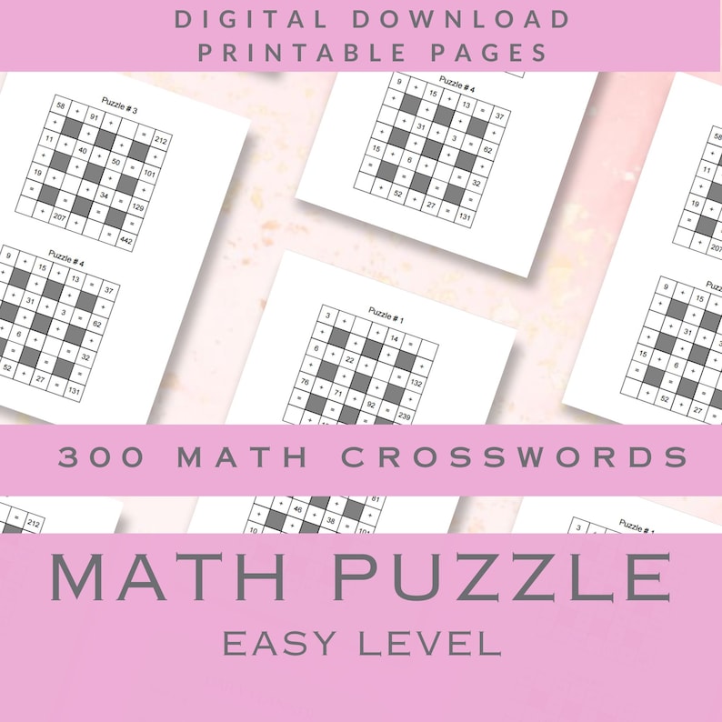 Math Crossword Puzzle Easy Games Activity Puzzles for Beginners ...