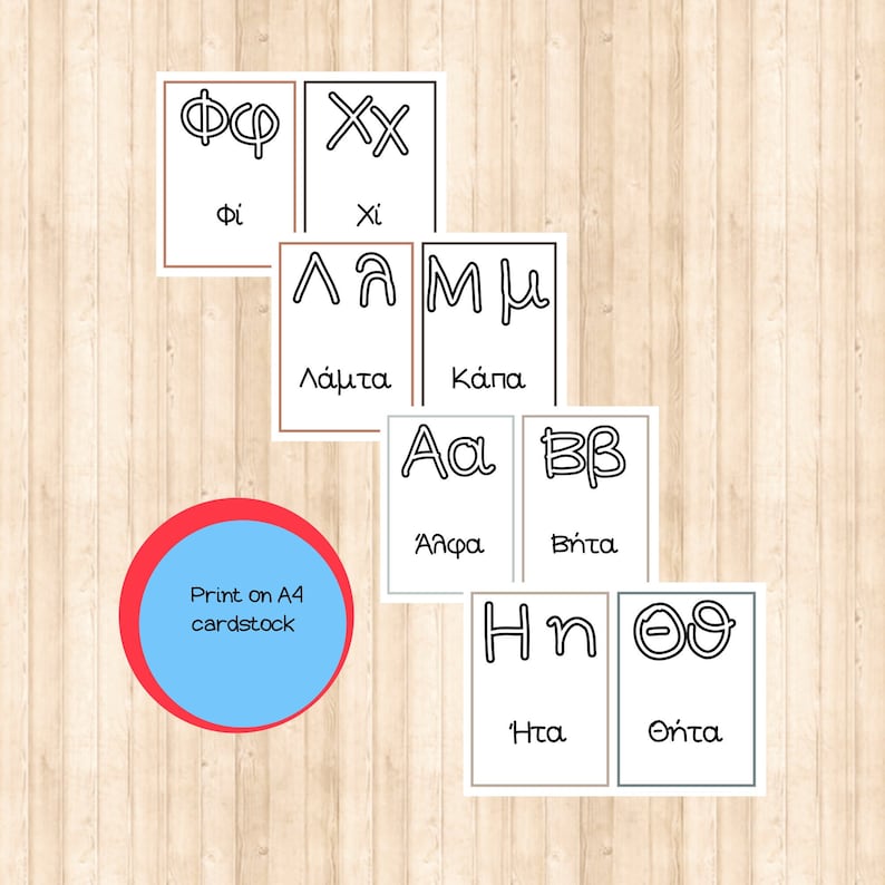GREEK Alphabet Flash cards Printable cards preschool Etsy México