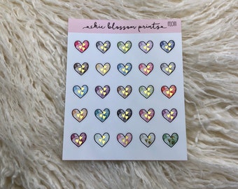 Foiled Watercolor Heart Icon, Foiled Essentials, Planner Stickers, TN, Life Planner, Happy Planner, FE011