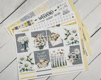 Daisy-collectie | Wekelijkse kit | SewMuchCrafting | Plannerstickers | Erin Condren | Invoegingen | Journaliseren