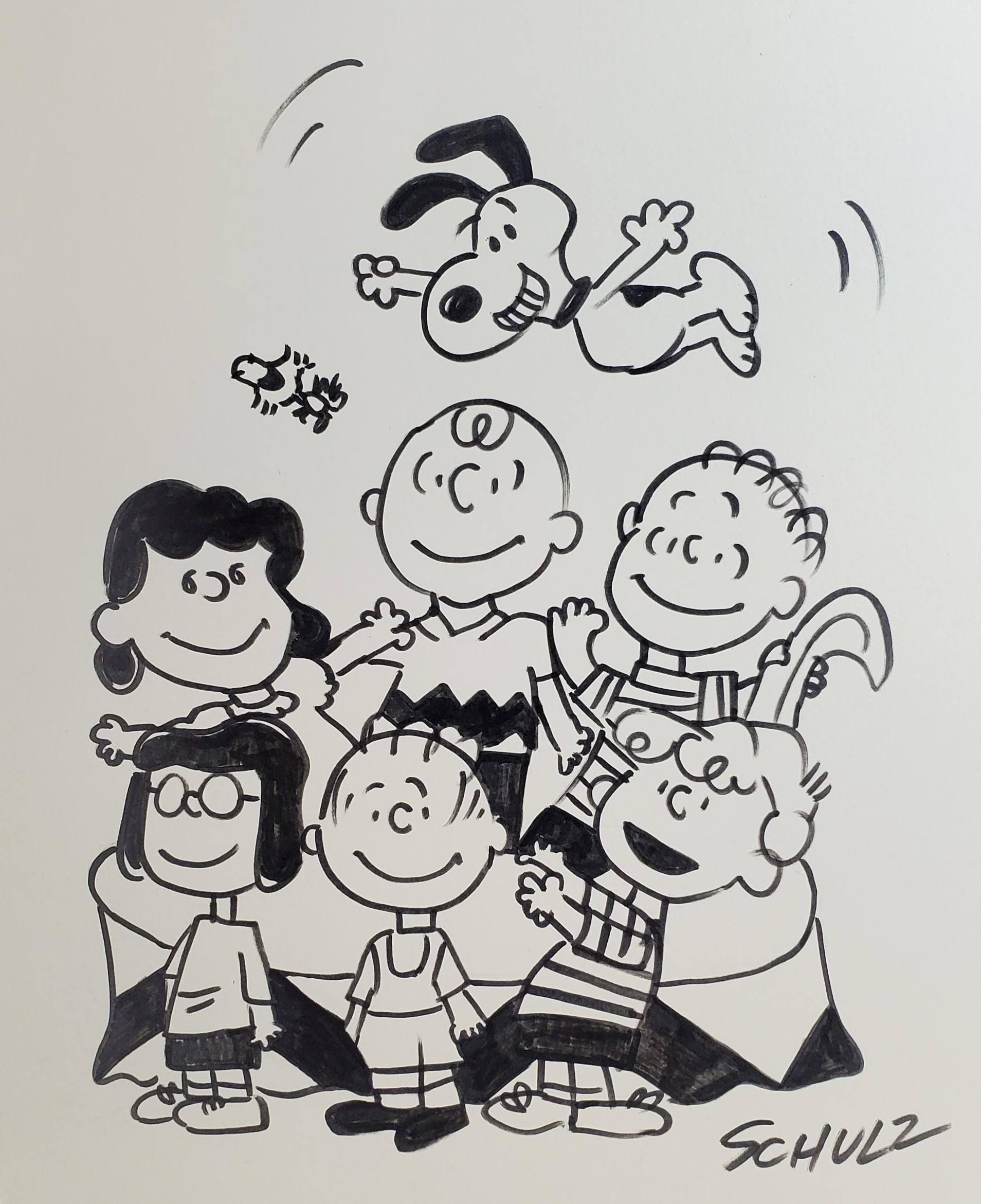 チャーリーブラウンと愉快な仲間たち、誕生75周年記念鉛筆デッサン。 チャーリーブラウンと愉快な仲間たち、誕生75周年記念鉛筆デッサン。