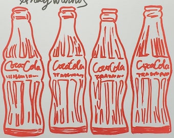 Warhol-Kunstwerk, Pop-Art-Vintage-Warhol, Warhol-Kunstwerk mit Coca-Cola-Flasche