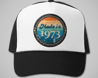 Retro Snapback Hats - Made in 1973 Birthday Trucker Hat 50th Bday Gift Funny Hats for Men Gifts for 50 Year Old Man