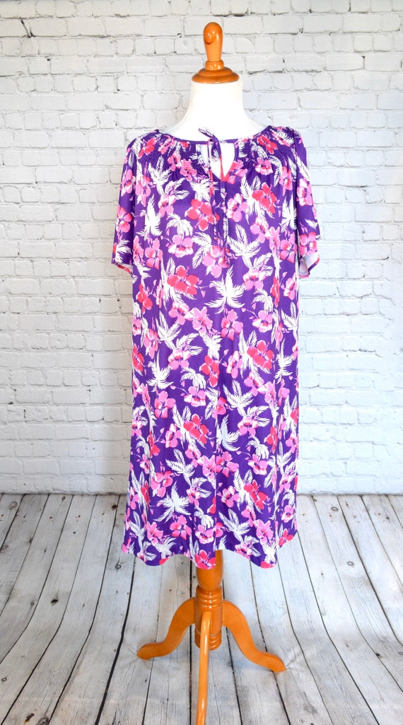70s Floral Tunic, Purple Vintage Dress, 70s Dress… - image 6