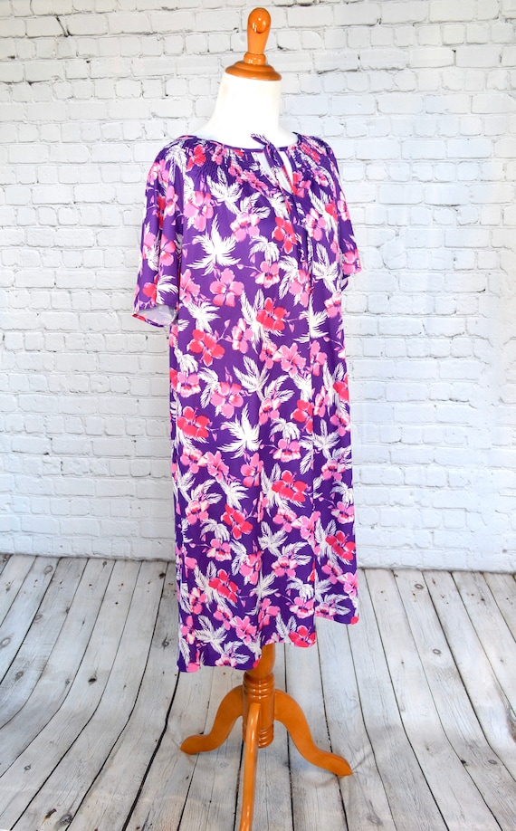 70s Floral Tunic, Purple Vintage Dress, 70s Dress… - image 7