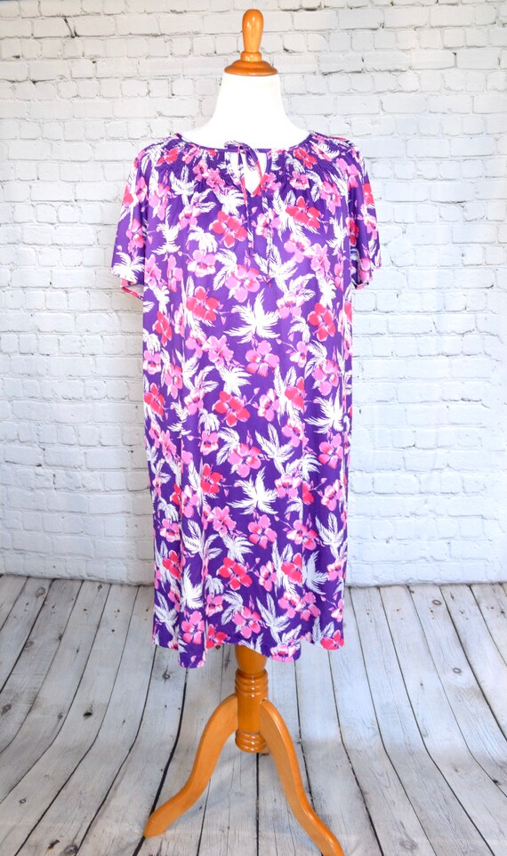 70s Floral Tunic, Purple Vintage Dress, 70s Dress… - image 2