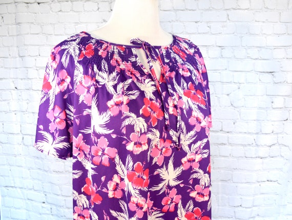 70s Floral Tunic, Purple Vintage Dress, 70s Dress… - image 3