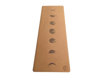 Cork Yoga Mat, Original Moon Phase Design | Plant based, plastic free, non-slip, eco-friendly | Great for hot yoga