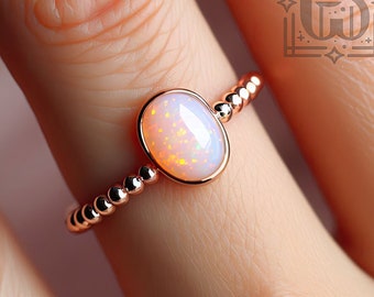 Rose Gold Pink Opal Ring Engagement Ring Rose Gold Pink Oval Opal Engagement Ring Pink Opal Ring Peach Opal Gold White Gold Peach Opal Ring