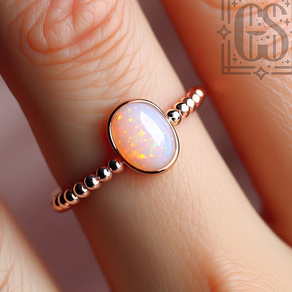 Rose Gold Pink Opal Ring Engagement Ring Rose Gold Pink Oval Opal Engagement Ring Pink Opal Ring Peach Opal Gold White Gold Peach Opal Ring