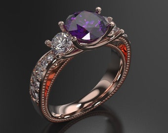 Amethyst Engagement Ring White Gold Engagement Ring Amethyst Ring Amethyst Gold White Gold Amethyst Ring