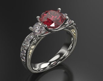 Ruby Engagement Ring White Gold Engagement Ring Ruby Ring Ruby Gold White Gold Ruby Ring