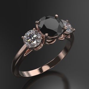 Black Diamond Engagement Ring Rose Gold Engagement Ring Black Diamond Ring Black Diamond Gold Rose Gold Black Diamond Ring