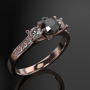 Black Diamond Engagement Ring Rose Gold Engagement Ring Black Diamond Ring Black Diamond Gold Rose Gold Black Diamond Ring