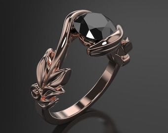 Black Diamond Engagement Ring Rose Gold Engagement Ring Black Diamond Ring Black Diamond Gold Rose Gold Black Diamond Ring
